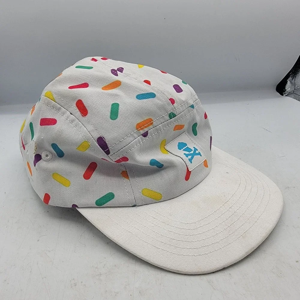 Johnny Cupcakes Unisex Adults White Sprinkles 5 Panel Hat Adjustable Lightweight - Picture 2 of 11